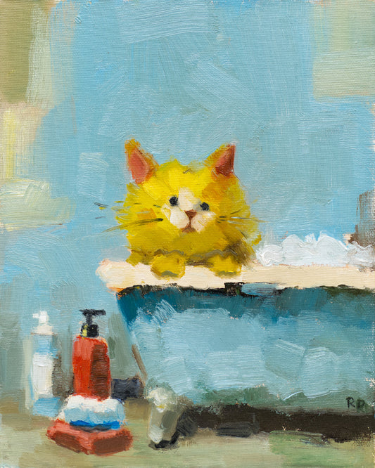 Bubbles in Tub - Original oil painting