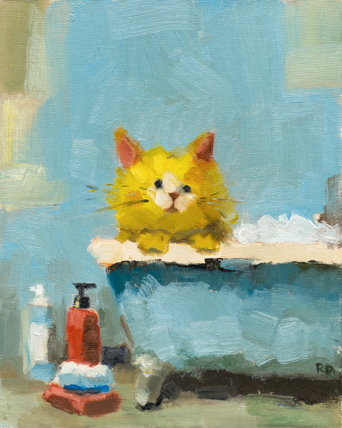 Bubbles in the Tub - Original oil painting