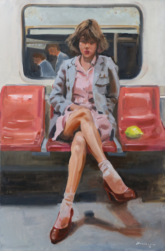 A lady and her lemon - Original oil painting