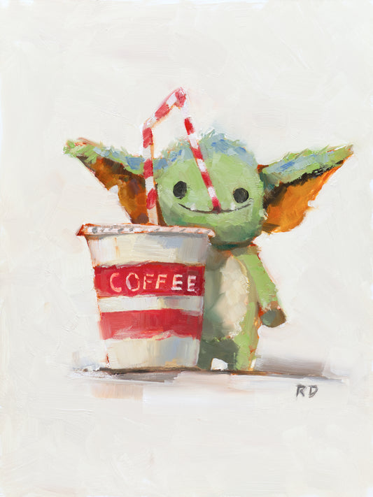 Golby and coffee - Original oil painting