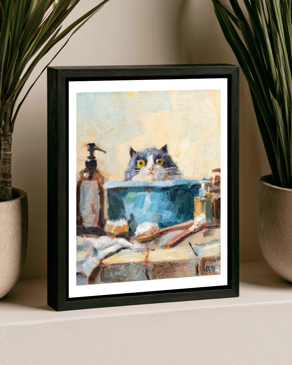 Alfie in the Tub - Original oil painting