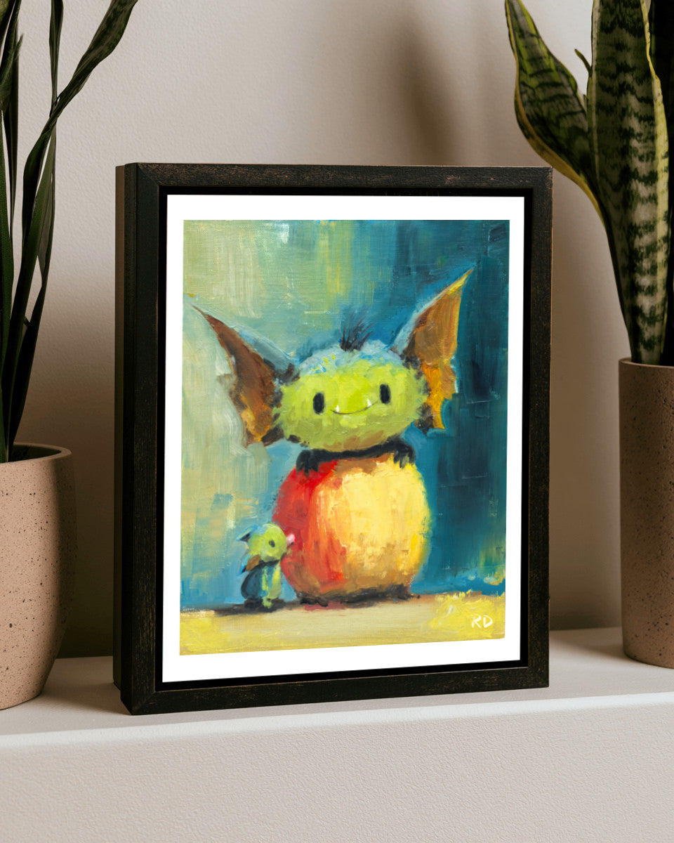 Golby and his little brother love apples - Original oil painting