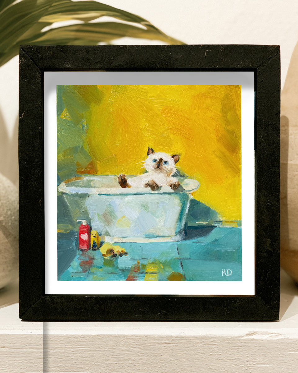 Sudsy in the Tub - Original oil painting
