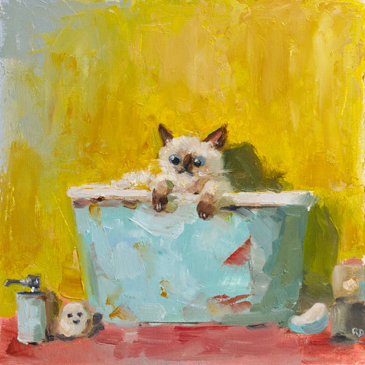 Raggie in Tub - Original oil painting